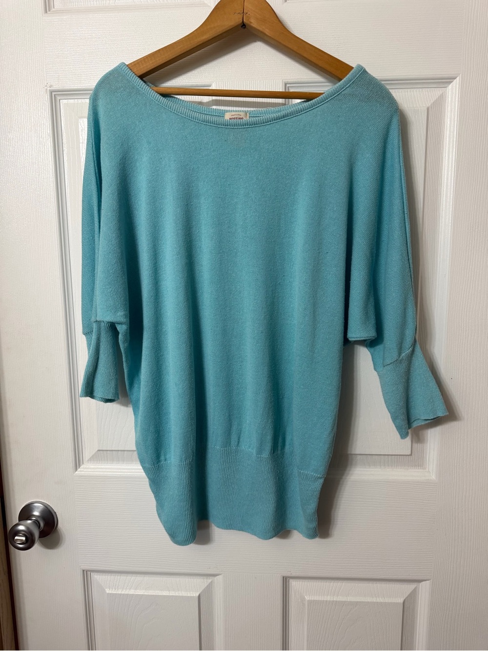 Mossimo Supply Co. Light Aqua Off-the-Shoulder Sweater